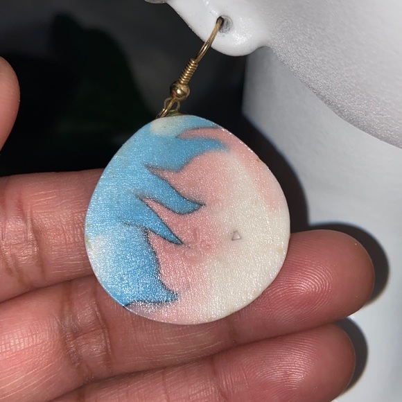 Ceramic Pastel Color Gold Tone Earrings - Picture 9 of 17